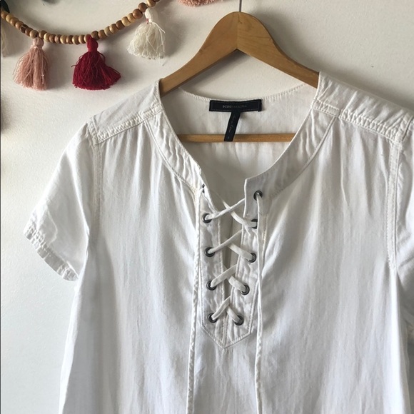 BCBGMaxazria White Lace Front Shift Dress Small - Picture 2 of 7